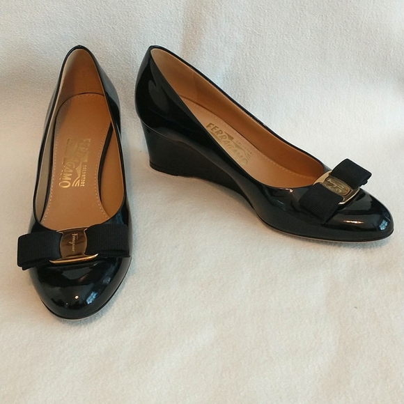 Salvatore Ferragamo Patent Leather Wedges Size 6